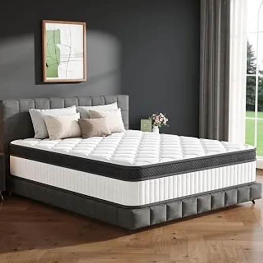 Queen Mattress 12 Inch, Hybrid Memory Foam in a Box, Medium Firm