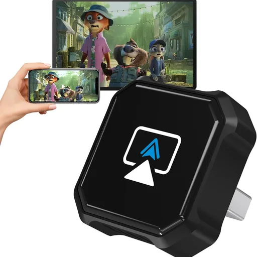 4 in 1 Wireless CarPlay Adapter - 2026 Upgraded Screen Mirroring Adapter for Apple CarPlay & Android Auto & AirPlay & MirrorLink, Screen Mirror Dongle for Car, Plug & Play, Come with Type-C Extension