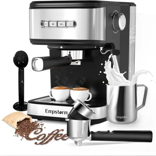 Espresso Machine with Milk Frother Steam, Stainless Steel 1100W