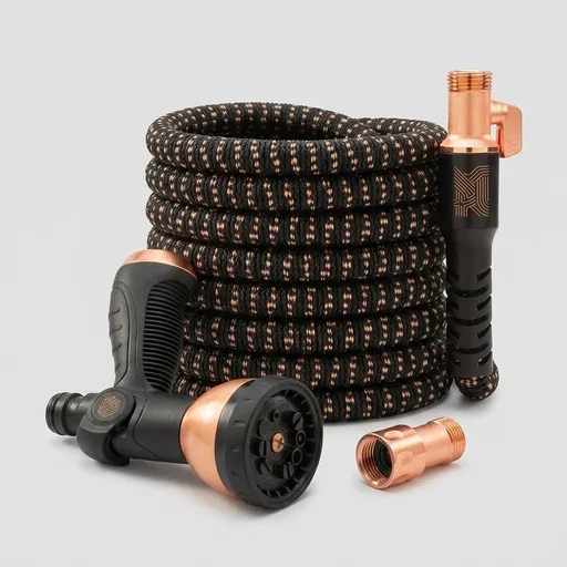 Pocket Hose 75 FT Copper Bullet Expandable Garden Hose w/10 Pattern Thumb Spray Nozzle AS SEEN ON TV 650psi 3/4 in Patented Lead-Free Ultra-Lightweight Solid Copper Anodized Aluminum