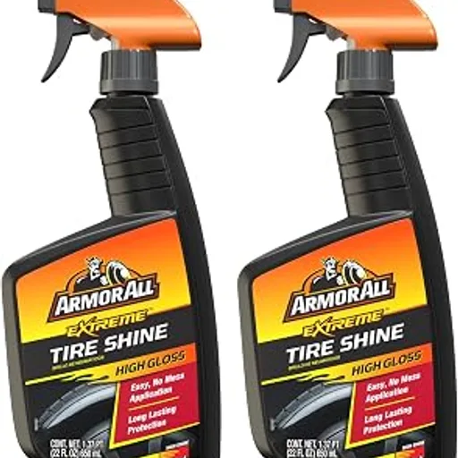Armor AllTire Shine Spray, Even Shine, Minimal Overspray, 2 Count | No-wipe formula for clean, dry tires; apply after cleaner and let dry for 5 mins and elevate
