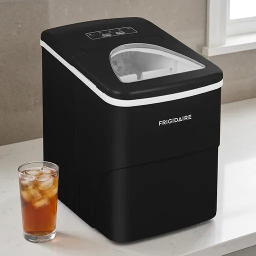 Frigidaire, 26 Lbs Portable Compact Icemaker, Ice Making Machine, Black, White, Medium