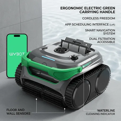 WYBOT C2 Cordless Robotic7 Pool Cleaner, Dual Filtrations, Floor, Wall &Waterline Cleaning, App Scheduling, Smart Navigation, Pool Vacuum for Inground Pool 7