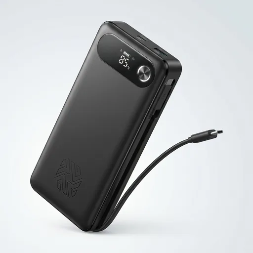 Anker Power Bank, 20,000mAh Travel Essential, Built-in USB-C Cable(Black)