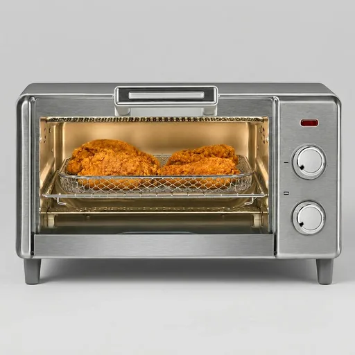 BLACK+DECKER Crisp 'N Bake Air Fry Countertop Convection Toaster Oven, Medium Capacity, 4-Slice, 5-in-1, Fits 9” Pizza, 30-Min Timer, Bake, Broil, Air Fry, Toast, Keep Warm, Stainless Steel