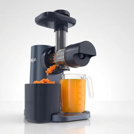 Ninja NeverClog Cold Press Juicer | Powerful Electric Slow Masticating Juicer with Pulp Control | XL Capacity | 24 oz. Juice Jug & 36 oz. Pulp Container | Dishwasher Safe | Navy | 150W | JC151​NV
