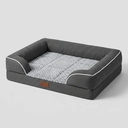 Orthopedic Dog Bed 42x30in Dark Grey, Waterproof & Washable | Orthopedic support, waterproof liner, removable washable cover, non-slip bottom, and comfortable design