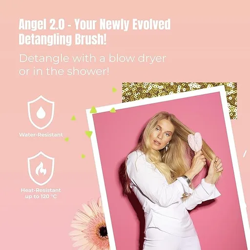 Detangling Hair Brush - Anti Static Angel Wing Hair Brush with Soft & Flexible Bristle for Straight & Wavy Hair - Tangle Angel Hair Detangler Brushes for Blow Drying & Shower - Matt White