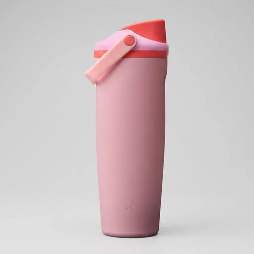 Owala FreeSip Sway Insulated Stainless Steel Water Bottle with Two-Way Spout, Built-In Straw and Bucket Handle, Made for Travel, School, and Sports, 30oz, BPA Free, Leak Proof, Pink Angel Food Cake