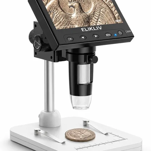Elikliv Microscope, Digital Coin Microscope 1000x with Lights, EDM4, 4.3''