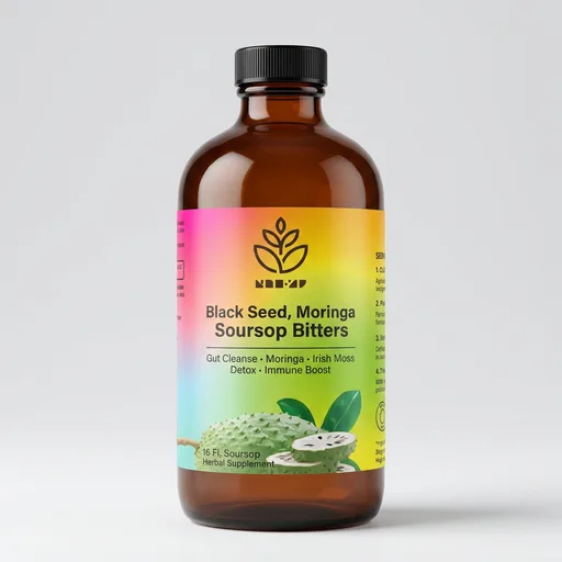 Serene HerbsSoursop Bitters Liquid with Soursop Leaves for Gut Cleanse, Detox & Immune Boost with Black Seed, Moringa, Irish Moss, Ashwaganda, Turmeric, 16 fl o