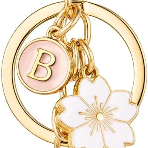 SELOVO Initial Keychain Flower Charms for Key Cute Pink Letter Keyring for Backpack