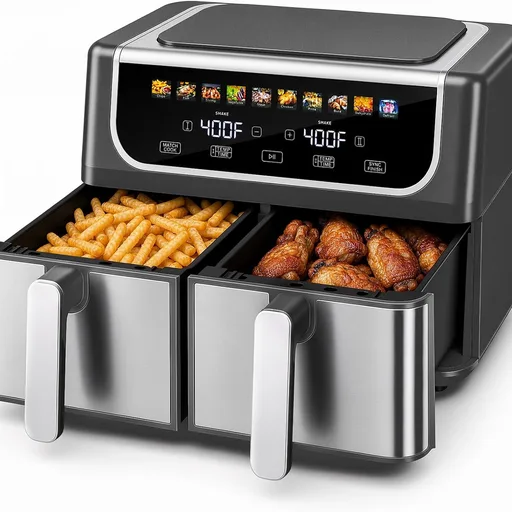 OLIXIS Dual Air Fryers with 2 Baskets 9.5 Quarts Large Airfryer 10-in-1