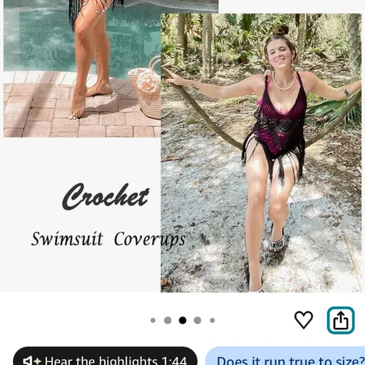 Ekouaer Crochet Bikini Cover-Up Dress