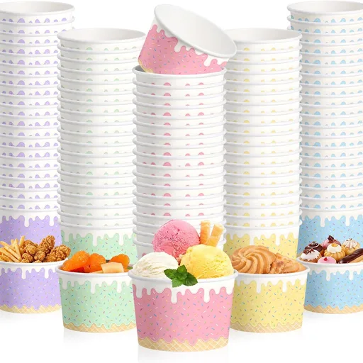 9 oz Ice Cream Bowls Disposable 100 Pack Candy Snack Cups