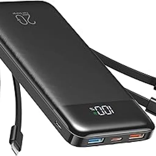charmast Portable Charger Built-in Cables, 20000mAh Power Bank 6-Output