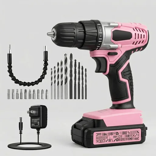 AVID POWER 20V Cordless Drill Set for Home DIY & Beginner Projects - Lightweight Power Drill with Battery Charger & 22 Bits, Variable Speed, 3/8" Keyless Chuck, Ideal for Furniture Assembly (Pink)