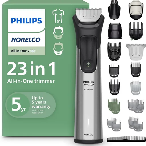 Norelco Philips All-in-One 7000 23-in-1 Trimmer, Face, Hair & Body, Steel