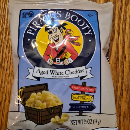 Pirate's Booty Aged White Cheddar Cheese Puffs, Gluten-Free, Kids Snacks, 0.5oz (24ct)