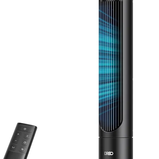 DREO Tower Fan for Bedroom, 90° Oscillating Standing Fans for Room with 4 Speeds, 3 Modes, 28dB Quiet for Sleep, 26ft/s Velocity, 8H Timer, Remote, Living Room, Office, Home, Black