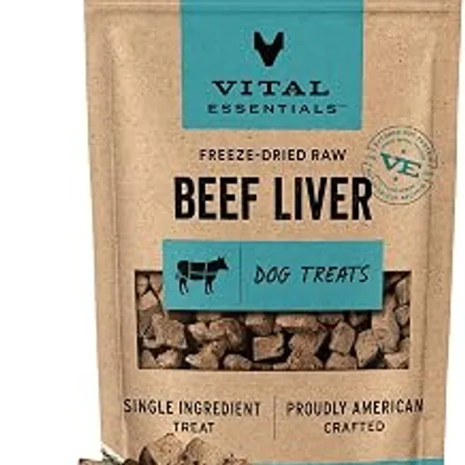Vital Essentials Freeze Dried Dog Treats, Beef Liver, 2.1 oz Bag