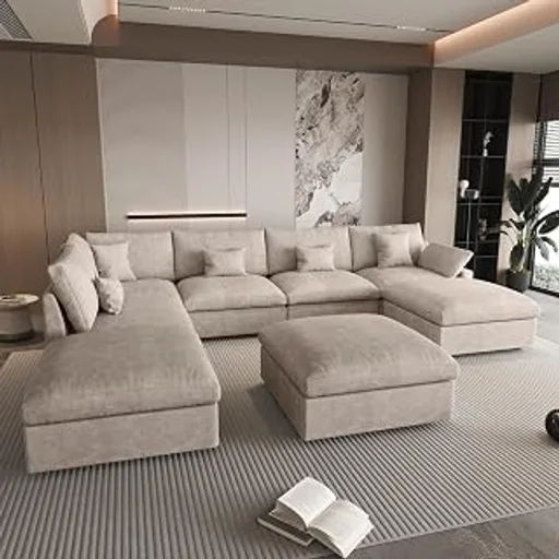Cloud Couch U-Shaped Modular Sectional Sofa with Ottoman