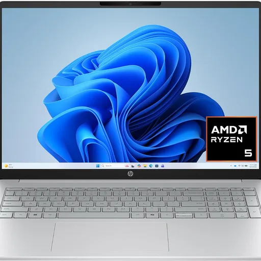 HP OmniBook 3 16 inch Laptop PC, 2K Touchscreen, AMD Ryzen 5 40, 8 GB RAM, 512 GB SSD, AMD Radeon 610M GPU, Windows 11 Home, Glacier Silver, 16-by0499nr