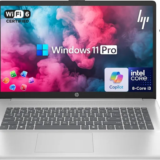 HP 17 Laptop 2025 Business Student, AI Copilot, 17.3" HD+ Computer, 8-Core Intel i3 CPU, 16GB RAM, 1TB Storage (512GB SSD + 500GB Ext), Wi-Fi 6, MarxsolAccessory, Lifetime Office 2024, Win 11 Pro