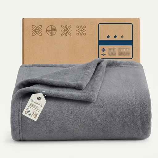 Bedsure GentleSoft Fleece Throw Blanket for Couch Grey - Lightweight Plush Fuzzy Cozy Soft Blankets and Throws for Sofa, Couch, Travel, Camping, 50x60 inches