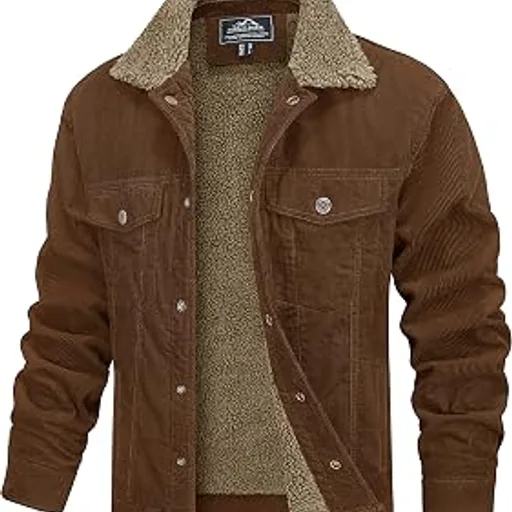 MAGCOMSENMen's Corduroy Jacket Winter Sherpa Lined Warm Thick Coat