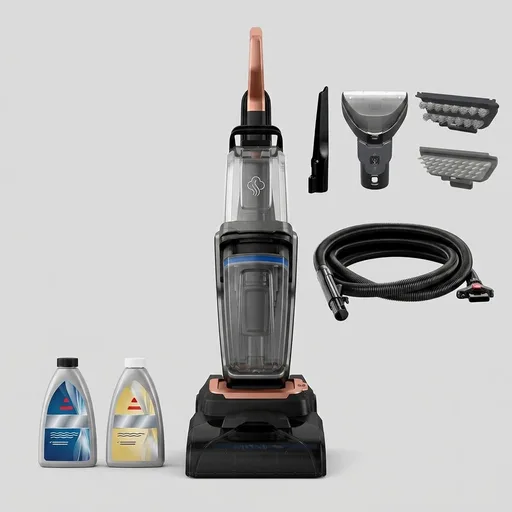 BISSELL Revolution HydroSteam Carpet Cleaner, Upright Deep Cleaner, HydroSteam Technology, 4-inch Self-Cleaning Tough Stain Tool & Formulas Included, 4123