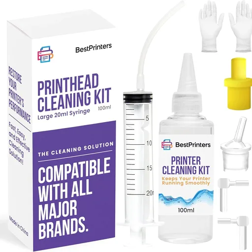 Best Printer Cleaning Kit for Epson, HP | Brother Inkjet Printhead Cleaning Kit | Inkjet Printer Head Cleaner | Printer Head Cleaning Kit with LARGE 20ml Syringe - 100ml Printer Cleaning Fluid