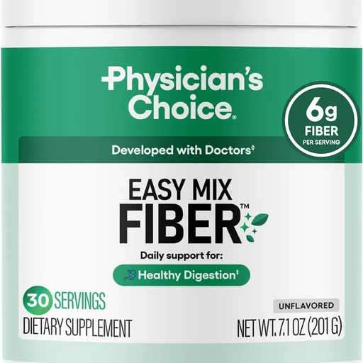 Physician's CHOICE Easy Mix Fiber for GLP-1 Support - No Grit & Sugar Free - Daily Prebiotic Soluble Fiber Powder Supplement - Digestive Health & Regularity - for Women and Men - Unflavored - 7.1oz