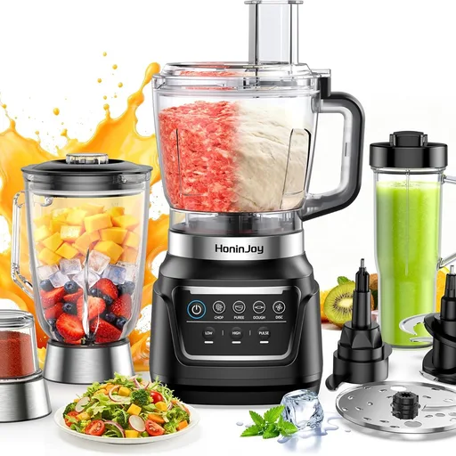 All-in-One Blender & Food Processor, 10-in-1 Professional Blender for Smoothies, Ice Crushing, Dough Making, Chopping, Grinding, Slicing & Shredding, Dishwasher Safe for Kitchen & Home Use