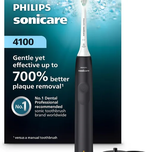 Philips Sonicare 4100 Rechargeable Electric Toothbrush, 1 Brush Head, Black