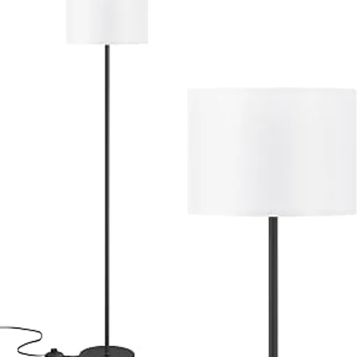 Modern Floor Lamp Simple Design with White Shade & Foot Pedal Switch