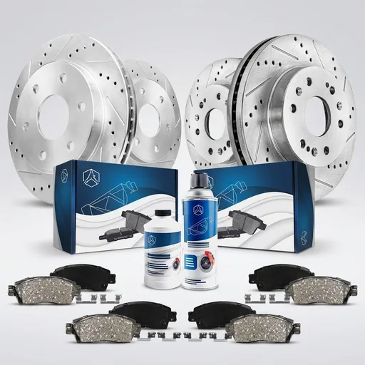 Detroit Axle - Brake Kit for Chevy GMC Silverado Sierra 1500 Tahoe Yukon XL | Suburban Escalade ESV Drilled Disc Rotors Ceramic Brake Pads Replacement 12.99" Front & 13.58" Rear Rotor