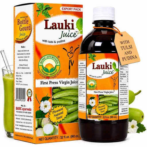 BASIC AYURVEDA Lauki Juice with Holy Basil & Mint Leaves