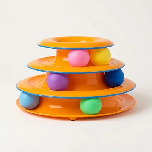Catstages Tower of Tracks Interactive Cat Toy, 6 Spinning Balls, 10" x 5.3" | 3 Tiers of Tracks, Natural Hunting Instincts, Bat, Swat, Chase, Interactive Enrich