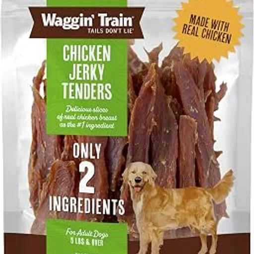 Waggin' TrainChicken Jerky Dog Treats, Made with 100% Real Chicken Breasts, Only Two All-Natural Ingredients, Great High Protein Dog Treat, Easily Digestible fo