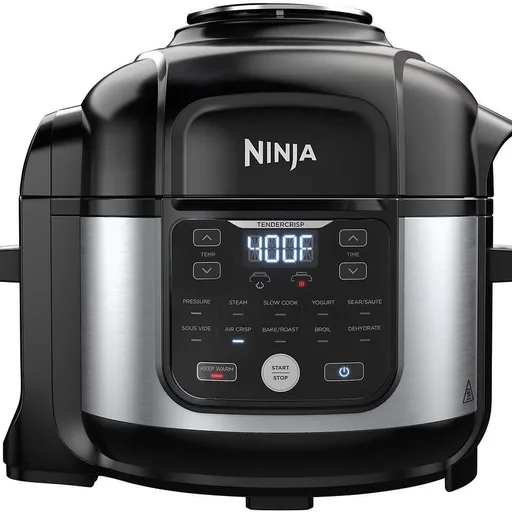 Ninja OS301/FD305CO Foodi 10-in-1 Pressure Cooker and Air Fryer with Nesting Broil Rack, 6.5-Quart Capacity, and a Stainless Finish (Renewed)