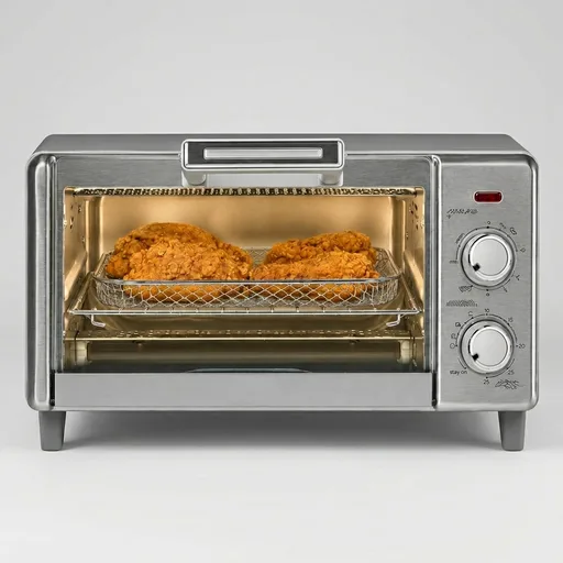 BLACK+DECKER Crisp 'N Bake Air Fry Countertop Convection Toaster Oven, Medium Capacity, 4-Slice, 5-in-1, Fits 9” Pizza, 30-Min Timer, Bake, Broil, Air Fry, Toast, Keep Warm, Stainless Steel