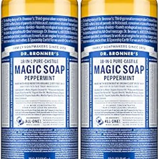 Dr. Bronner's Peppermint Pure-Castile Liquid Soap, Body Wash, 32 oz 2-Pack