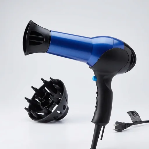 Conair Fast Dry Lightweight Hair Dryer | Powerful 1875W motor for thick and coarse hair, includes diffuser & concentrator attachments, Blue/Black, 146NXL