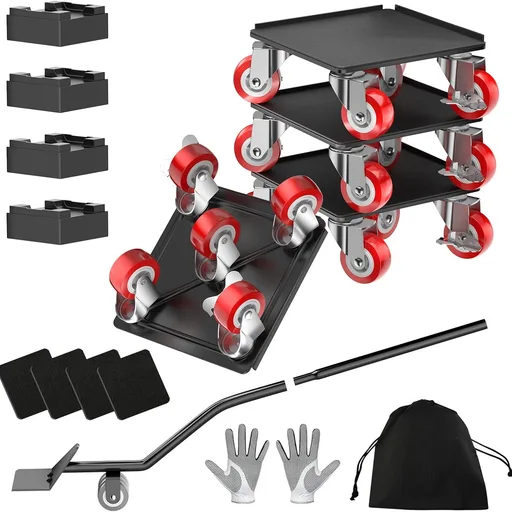 GJl Casters for Refrigerator, Washer, Sofa & Cabinet(5.4 Inch, Red)