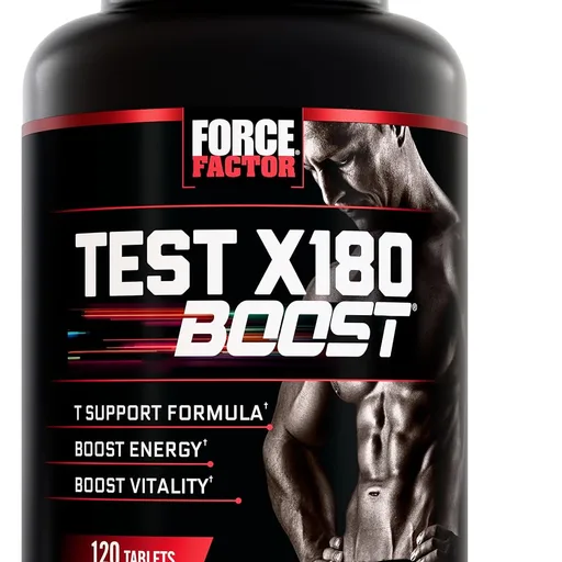 Force Factor Test X180 Boost, 9-in-1 T Support for Men with D-Aspartic Acid, Boron, Fenugreek, Tribulus Terrestris & zumXR to Help Boost Energy, Vitality & Performance, 120 Tablets