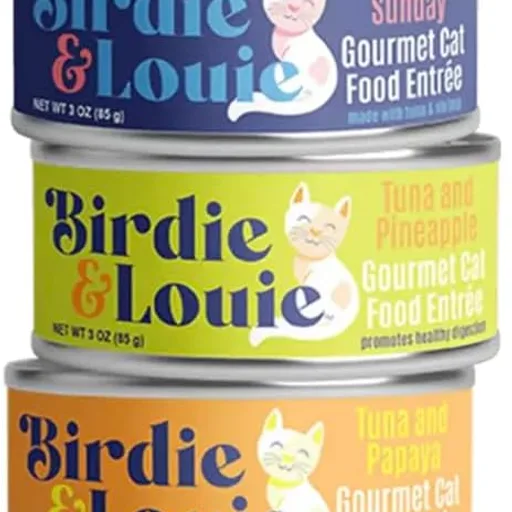 Birdie & Louie Wet Cat Food Variety Pack of Tuna Flavors | 6 Cans of 5 Different Tuna Flavors | All Natural Ingredients, Grain Free | 3 Oz Cans, Bulk Case of 30 Cans