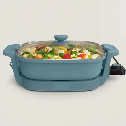 bella Make & Take Electric Skillet, Fits-anywhere™ kitchenware, EverGood™ Ceramic Coating, Adjustable Temperature & Dishwasher-Safe Tempered Glass Lid, Cast Aluminum Base, 1200 Watt, Surf