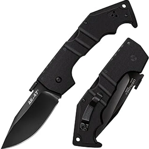 Cold SteelAK-47 3.5" S35VN Razor-Sharp Clip Point Blade 5.5" G-10 Handle Tactical Folding Knife w/Tri-Ad Lock, Ambidextrous Pocket/Belt Clip