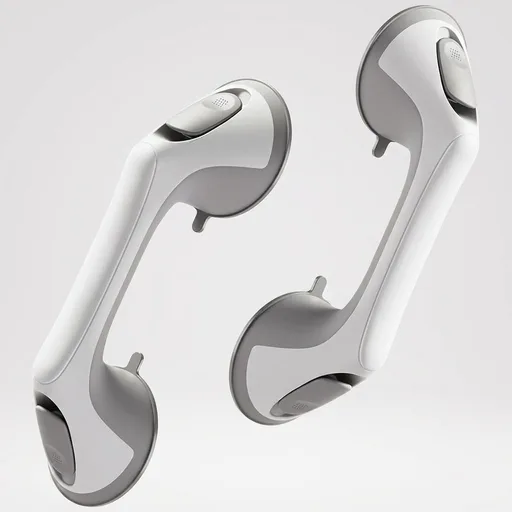 2 Pack 12 Inch Grab Bars for Bathtubs and Showers for Seniors, Heavy Duty Shower Handle for Elderly, Suction Cup Removable Handrails Handicap Bath Grip Bathroom Upgrade Safety Grips (Gray)